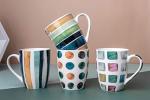 MACHUMA Set of 4 11.5oz Marble Patterns Coffee Mugs, Ceramic Tea Cup Set.