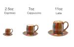 GuangYang Stoneware Tea Cups – 7 oz Set of 6, Hand-Painted Rainbow Glaze (Durable Ceramic for Hot Tea, Coffee, Latte, Cappuccino and Some Specialty drinks)