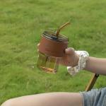 BLUEPOLAR 13oz/400ml Tumbler Water Glass, Cups with Straw and Lid Sealed Carry on for Coffee, Iced Tea, Thick Wall Insulated Glass Cup (Amberwith Protect Sleeve)