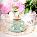 Frcctre 50 Pack Floral Paper Tea Cups and Saucers, 9 oz Disposable Butterfly Floral Paper Teacups with Handle and Plates for Tea Party Decorations Birthday Baby Shower Wedding