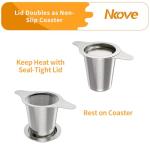 NKOVE Universal Tea Infuser with Lid Stainless Steel Filter Fits Mugs Cups Teapots Food Grade
