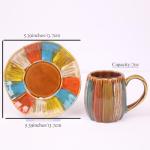 GuangYang Stoneware Tea Cups – 7 oz Set of 6, Hand-Painted Rainbow Glaze (Durable Ceramic for Hot Tea, Coffee, Latte, Cappuccino and Some Specialty drinks)