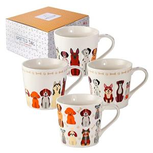 SPOTTED DOG GIFT COMPANY Dog Mugs for Dog Lovers, Coffee Mug Set of 4, Animal Themed Ceramic Tea Cups for Hot Drinks, Microwave & Dishwasher Safe, Cute Kitchen Gifts for Women - 13oz