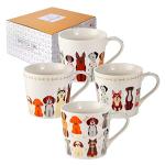 SPOTTED DOG GIFT COMPANY Dog Mugs for Dog Lovers, Coffee Mug Set of 4, Animal Themed Ceramic Tea Cups for Hot Drinks, Microwave & Dishwasher Safe, Cute Kitchen Gifts for Women - 13oz