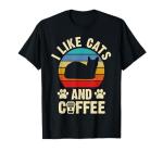 I like Cats & Coffee Funny vintage Kitten theme lover T-Shirt