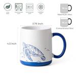 AmorArc Large Coffee Mugs Set of 6, 18oz Ceramic Coffee Cups with Sea Life Textured Patterns for Tea Latte Cocoa. Easy to Hold&Clean, Dishwasher&Microwave Safe, Matt White