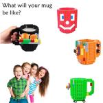 DEEXITO Build on Brick Coffee Mugs,Creative DIY Kids Party Cups with Building Blocks,Fun Novelty Gifts for Kids Childhood Adults Office Birthday Xmas,Red