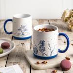 AmorArc Large Coffee Mugs Set of 6, 18oz Ceramic Coffee Cups with Sea Life Textured Patterns for Tea Latte Cocoa. Easy to Hold&Clean, Dishwasher&Microwave Safe, Matt White