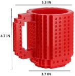 DEEXITO Build on Brick Coffee Mugs,Creative DIY Kids Party Cups with Building Blocks,Fun Novelty Gifts for Kids Childhood Adults Office Birthday Xmas,Red