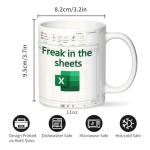 Aigori Funny Excel Coffee Mug, Freak In The Sheets Mug, Spreadsheet Excel Cup, Gifts for CPA CFO Coworkers Accounting Boss Friends, Novelty Gifts for Birthday Christmas New Year Men Women