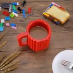 DEEXITO Build on Brick Coffee Mugs,Creative DIY Kids Party Cups with Building Blocks,Fun Novelty Gifts for Kids Childhood Adults Office Birthday Xmas,Red
