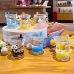 Rertnocnf Cute Kawaii Keychain Floating Cartoon Animals White Rabbit Milk Tea Cup Design Backpack Car Key Pendant Kids Girls Women Handbag Wallet Clear Glitter Liquid Key chain