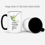 With Brave Wings She Flies Hummingbird Mug | Inspirational Coffee Cup Gift for Women | Ceramic 11oz 15oz | Dishwasher Microwave Safe | Nature Bird Floral Quote Mug
