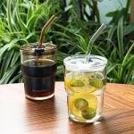 BLUEPOLAR 13oz/400ml Glass Water Tumbler with Straw and Lid Sealed Carry On Thick Wall Iced Coffee Cup Glass Cup for Water, Iced Tea Fruit Juice Etc (Aurora White,2Pack…