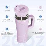 COKTIK 20 oz Insulated Tumbler with Handle and Two Lids(Flip/Straw), Double Wall Stainless Steel Vacuum Insulated Tumbler, Cupholder Friendly,Travel Coffee Mug BPA Free Reusable Cup,Taro purple