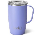 Swig Life 18oz Travel Mug, Insulated Tumbler with Handle and Lid, Cup Holder Friendly, Dishwasher Safe, Stainless Steel, Travel Coffee Cup (Hydrangea)