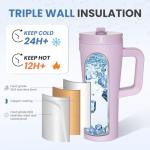 COKTIK 20 oz Insulated Tumbler with Handle and Two Lids(Flip/Straw), Double Wall Stainless Steel Vacuum Insulated Tumbler, Cupholder Friendly,Travel Coffee Mug BPA Free Reusable Cup,Taro purple