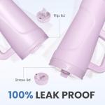 COKTIK 20 oz Insulated Tumbler with Handle and Two Lids(Flip/Straw), Double Wall Stainless Steel Vacuum Insulated Tumbler, Cupholder Friendly,Travel Coffee Mug BPA Free Reusable Cup,Taro purple