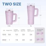 COKTIK 20 oz Insulated Tumbler with Handle and Two Lids(Flip/Straw), Double Wall Stainless Steel Vacuum Insulated Tumbler, Cupholder Friendly,Travel Coffee Mug BPA Free Reusable Cup,Taro purple