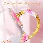 Women Glass Tea Coffee Pretty Cup Set Cute Mug Christmas Xmas Birthday Gift Great Mom Grandma Mimi Nana Gigi Grandmother Big Sister Law God Mother Day Aunt Artist Premium Practical Retirement Purple