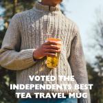 SoleCup. Large Travel Mug Loose Tea Infuser - Detachable Tea Strainer with Spill Proof Lid - 18oz/530ml BPA-Free Reusable Glass Travel Coffee Cup with Cork Band (Ice Cream)