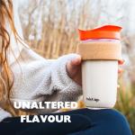 SoleCup. Large Travel Mug Loose Tea Infuser - Detachable Tea Strainer with Spill Proof Lid - 18oz/530ml BPA-Free Reusable Glass Travel Coffee Cup with Cork Band (Ice Cream)