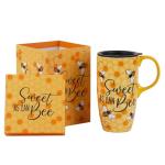 Topadorn Coffee Ceramic Mug Porcelain Latte Tea Cup With Lid in Present Box 17oz,Novelty Coffee Mugs for Men Women Office & Home Bee Mug