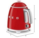 SMEG Mini 50's Retro Style 3 Cup Electric Kettle with Double Wall Anti Slip Base and Water Level Indicator (Red)