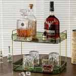 Coffee Bar Accessories, Station Organizers,Large Capacity Storage with Drain Board,Whisky Tray,Mug Tea Cup Holder Coffee Bar Organizer,Retro Green