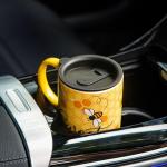 Topadorn Coffee Ceramic Mug Porcelain Latte Tea Cup With Lid in Present Box 17oz,Novelty Coffee Mugs for Men Women Office & Home Bee Mug