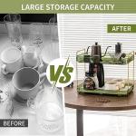 Coffee Bar Accessories, Station Organizers,Large Capacity Storage with Drain Board,Whisky Tray,Mug Tea Cup Holder Coffee Bar Organizer,Retro Green