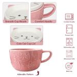 Cute Ceramic Cat Coffee Mug with Lid,Kawaii Coffee Mugs or Tea Cups for Cat Lovers,Funny Novelty Cat Breakfast Mugs for Women,Wife,Mum,Girls,Boys,Friends,Kids,Christmas,Birthday Gift,300ML（Pink）