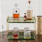 Coffee Bar Accessories, Station Organizers,Large Capacity Storage with Drain Board,Whisky Tray,Mug Tea Cup Holder Coffee Bar Organizer,Retro Green