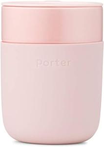 W&P Porter Travel Coffee Mug with Protective Silicone Sleeve | 12 Ounce Blush | Reusable Cup for Coffee or Tea | Portable Ceramic Mug with BPA-Free Press-Fit Lid | Dishwasher Safe | On-the-Go