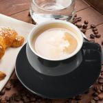 ionEgg Porcelain Coffee Cup with Saucer 270ml/9oz, Minimalist Design, Perfect for Latte, Cappuccino, and Tea, Black