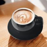 ionEgg Porcelain Coffee Cup with Saucer 270ml/9oz, Minimalist Design, Perfect for Latte, Cappuccino, and Tea, Black