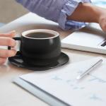 ionEgg Porcelain Coffee Cup with Saucer 270ml/9oz, Minimalist Design, Perfect for Latte, Cappuccino, and Tea, Black