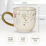 Christian Art Gifts Topsy-Turvy Wildflowers Ceramic Coffee Mug with Gold Handle – 11 oz. Lead and Cadmium-free Coffee Mug for Women with Inspirational Bible Verse: Give Thanks - 1 Thessalonians 5:18