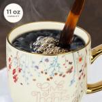 Christian Art Gifts Topsy-Turvy Wildflowers Ceramic Coffee Mug with Gold Handle – 11 oz. Lead and Cadmium-free Coffee Mug for Women with Inspirational Bible Verse: Give Thanks - 1 Thessalonians 5:18