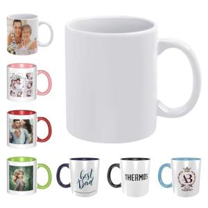 Customized Large Coffee Mug, Personalized Mugs with Photo, Custom Tea Cup with Picture, Photo Gifts for Dad Mom Grandpa, Gifts Custom for Boyfriend Girlfriend, PureWhite, NoCustom, 3.2"x3.8"