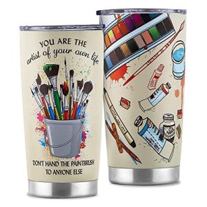 Artist Gifts for Women - Teacher and Art Lover Presents - Stainless Steel Coffee Tumbler - 20oz Cup With Lid for Traveling