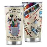 Artist Gifts for Women - Teacher and Art Lover Presents - Stainless Steel Coffee Tumbler - 20oz Cup With Lid for Traveling