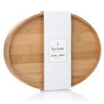 Tea Forte Natural Bamboo Small Oval Decorative Serving Tray for Tea, Coffee, Snacks, 9 in x 7 in