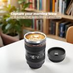 Camera Lens Coffee Mug with Slider Lid – Realistic DSLR Thermos Cup, Novelty Gift for Photographers, Coffee Lovers, Men & Women