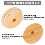 Mason 4 Pack Reusable Tea Cups, Glass Jars 24oz Wide Mouth Smoothie Cups with Bamboo Lids and Silver Straws, Drinking Glass Bubble Tea Cups for Iced Coffee Travel Bottle