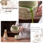 Buucup Matcha Whisk Set, 10 Pcs Matcha Set Includes Matcha Bowl, 2 Cups, Matcha Whisk and Holder, Bamboo Scoop and Spoon, Scoop Rest, Sifter and Tea Towel, Complete Matcha Kit (Mottled Green)