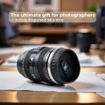 Camera Lens Coffee Mug with Slider Lid – Realistic DSLR Thermos Cup, Novelty Gift for Photographers, Coffee Lovers, Men & Women