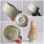 Buucup Matcha Whisk Set, 10 Pcs Matcha Set Includes Matcha Bowl, 2 Cups, Matcha Whisk and Holder, Bamboo Scoop and Spoon, Scoop Rest, Sifter and Tea Towel, Complete Matcha Kit (Mottled Green)