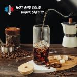 20 Oz Drinking Glasses with Bamboo Lids and Glass Straw - 8 Pcs Glass Cups Beer Ice Coffee Glasses Cute Aesthetic Cup Great for Coffee Bar Accessories Include 2 Cleaning Brushes