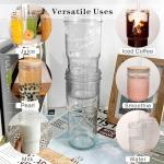 ANOTION Glass Cups with Lids and Straws 2 Packs, 24oz Travel Coffee Mug Wide Mouth Bamboo Mason Jar Iced Coffee Cup Smoothie Cup Glass Tumbler Tea Cup Clear Cute Water Cups Drinking Jars Glasses